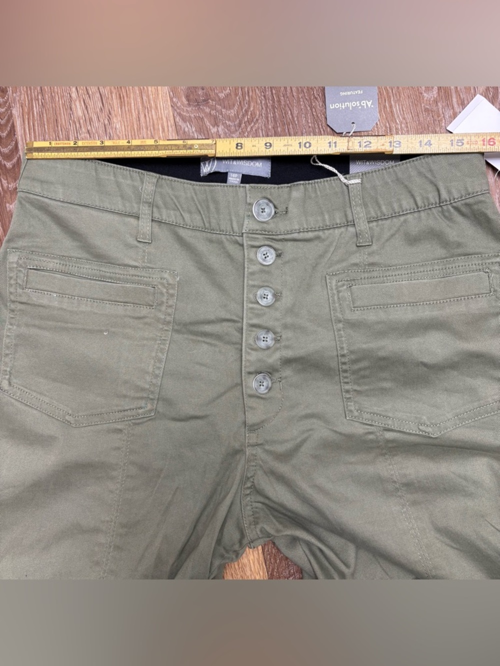 Wit & Wisdom Olive Button-Front Wide Leg Pants - Picture 8 of 8